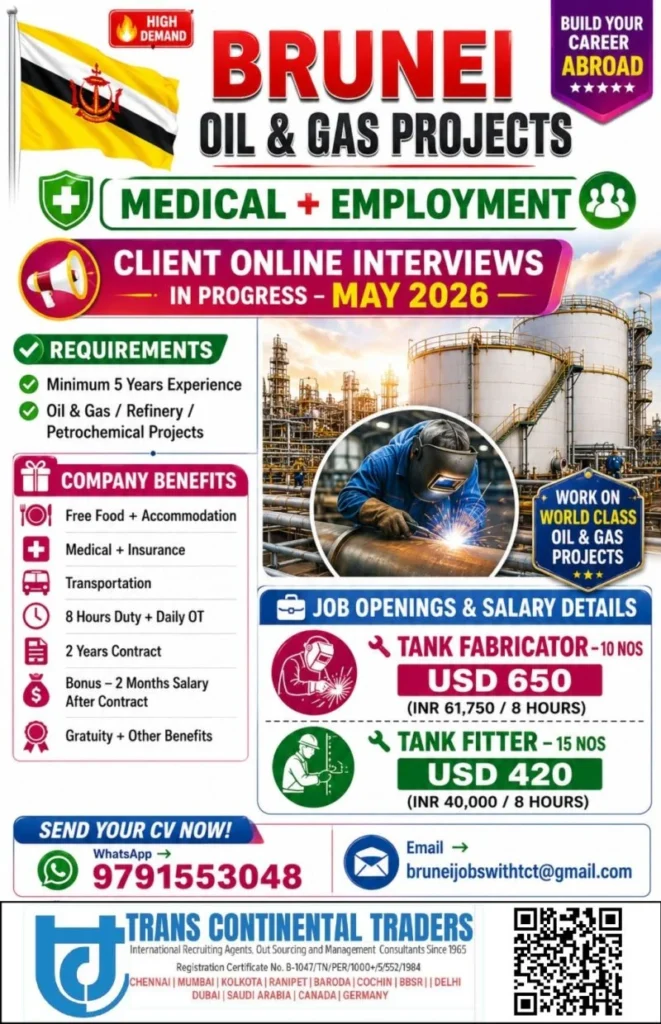 Brunei Oil & Gas Projects Jobs 2026 – Client Online Interviews in Progress