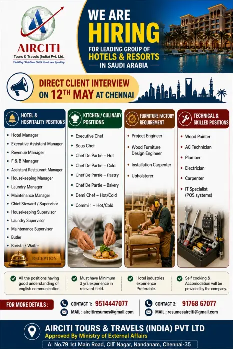 Saudi Arabia Hotels & Resorts Jobs 2026