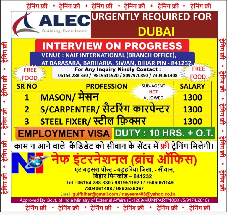 ALEC Dubai Jobs 2026 – Free Training & Food | Interview in Progress