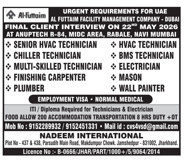 UAE Facility Management Jobs 2026 – Al Futtaim Company Dubai | Final Client Interview in Mumbai