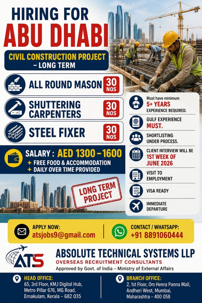 Abu Dhabi Civil Construction Project Jobs 2026 – Long Term Gulf Opportunity