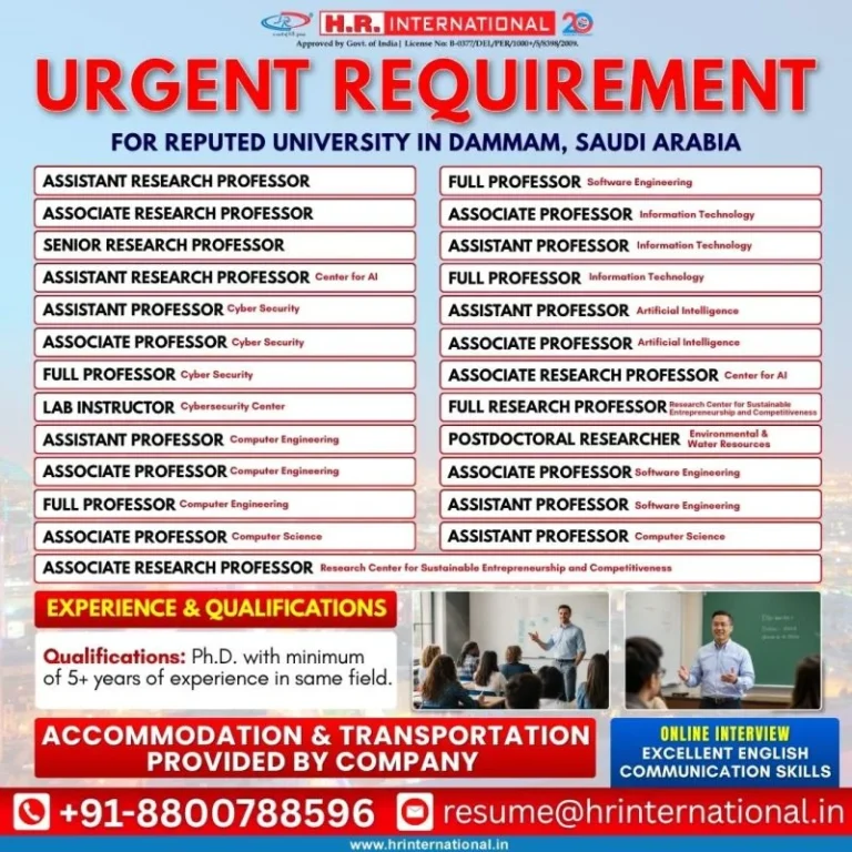 Saudi Arabia University Jobs 2026 – Professors & Research Positions in Dammam