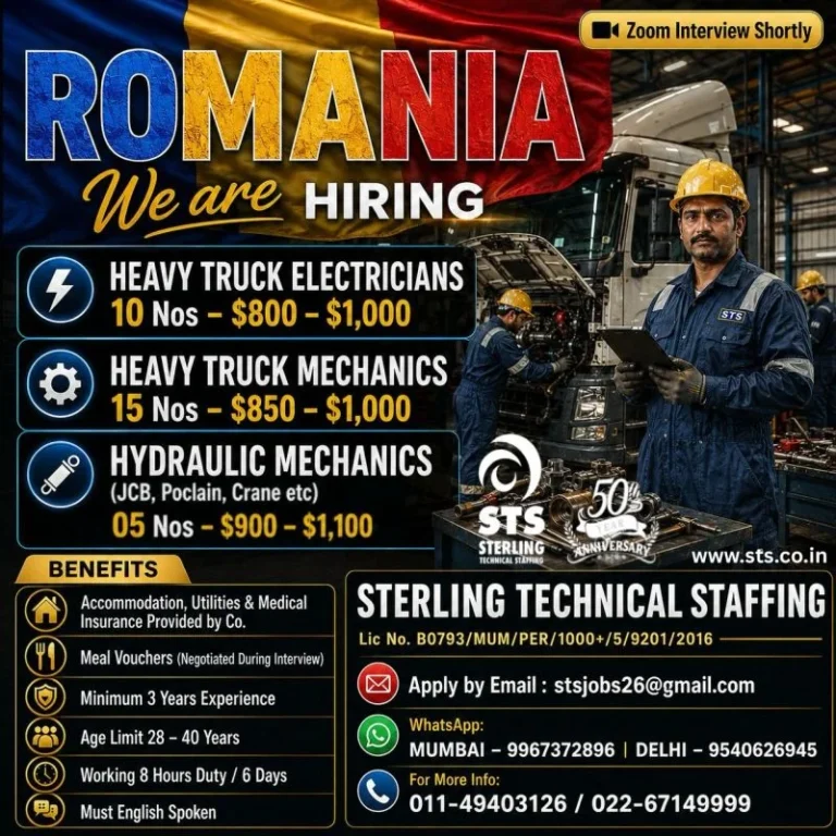 Romania Heavy Truck & Hydraulic Mechanic Jobs 2026 – Zoom Interview Shortly