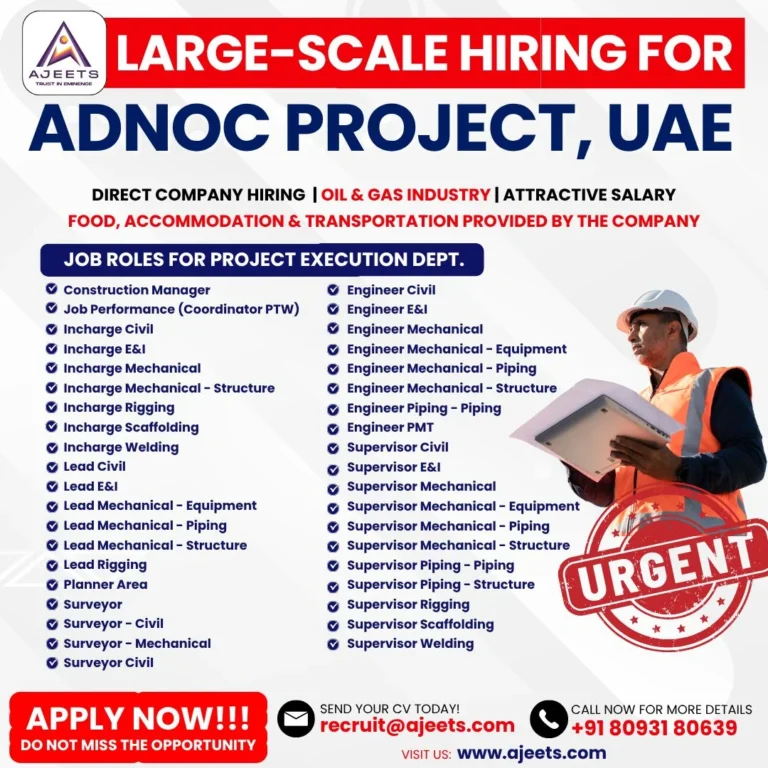 ADNOC Project UAE Jobs 2026 – Large Scale Hiring for Oil & Gas Industry