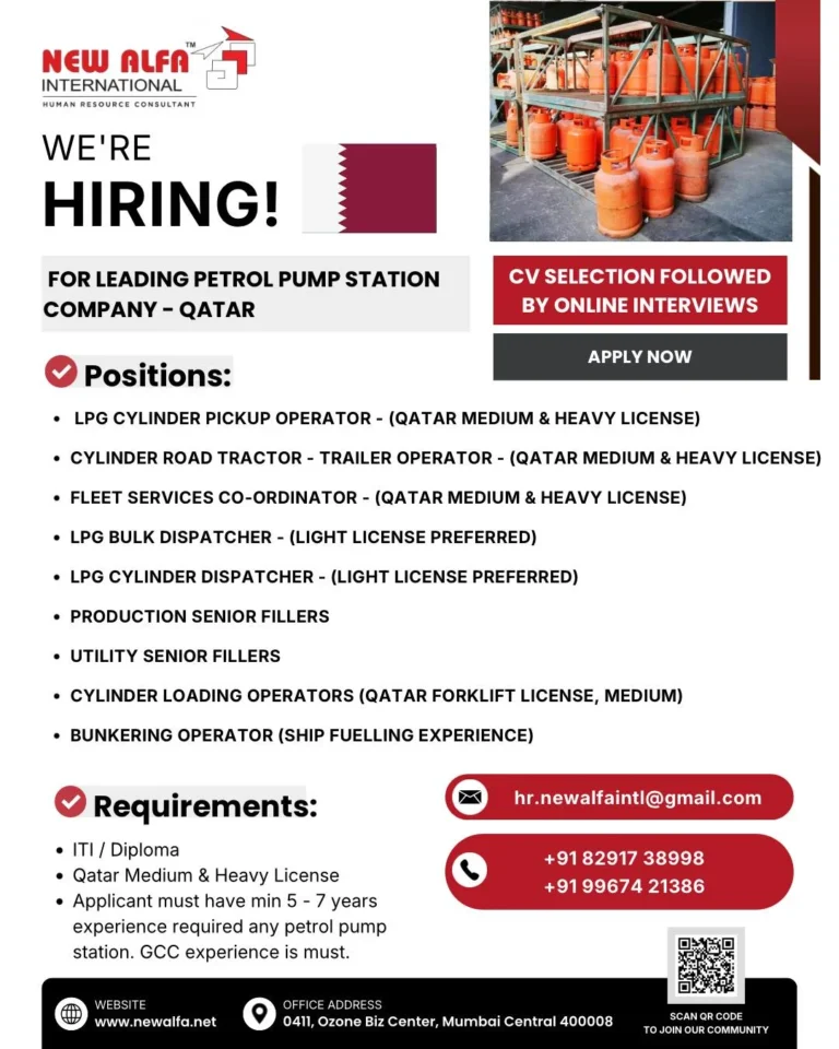 Qatar Petrol Pump Station Jobs 2026 – CV Selection & Online Interview