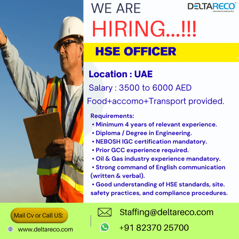 HSE Officer Jobs in UAE 2026 – Apply Now for Oil & Gas Industry Vacancies
