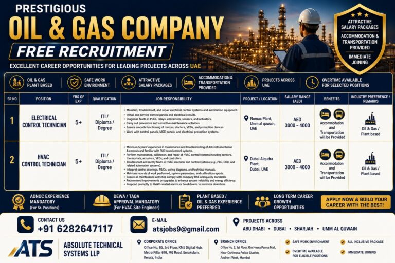 Prestigious Oil & Gas Company UAE Jobs 2026 – Free Recruitment | Apply Now