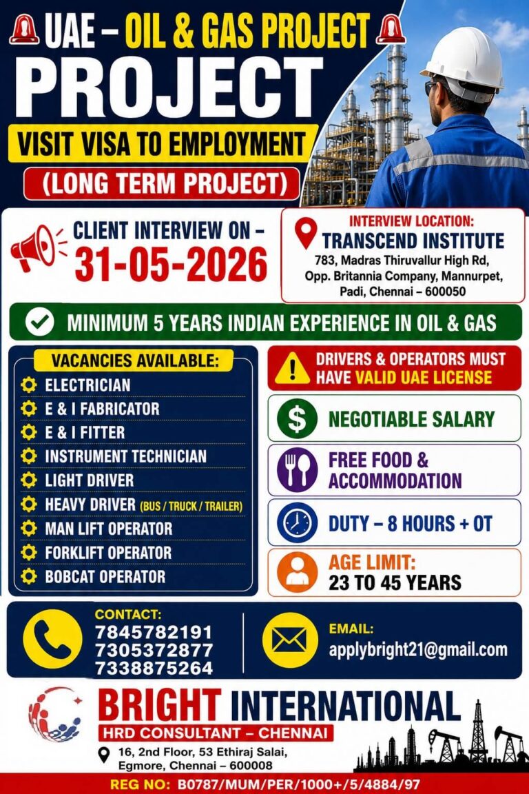 UAE Oil & Gas Project Jobs 2026 – Client Interview on 31 May 2026