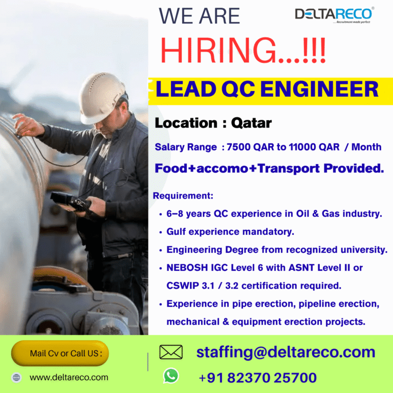 Lead QC Engineer Jobs in Qatar 2026 – Oil & Gas Sector Hiring Now