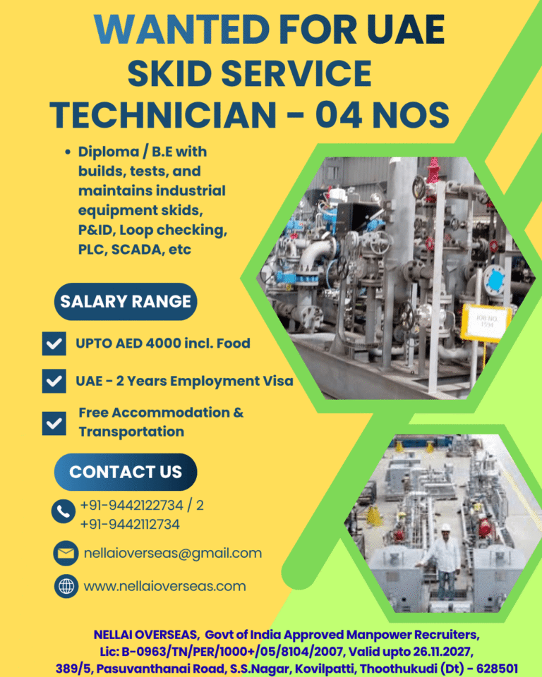UAE Skid Service Technician Jobs 2026 – Apply Now for Industrial Equipment Skid Technician Vacancies