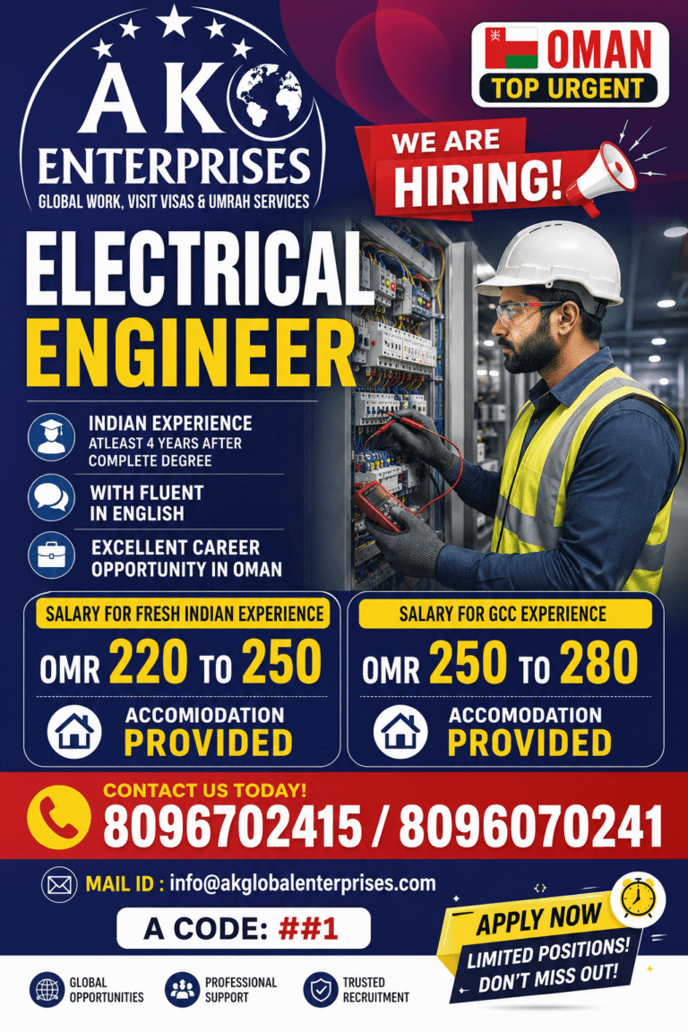 Electrical Engineer Jobs in Oman 2026 – Apply Through AKO Enterprises