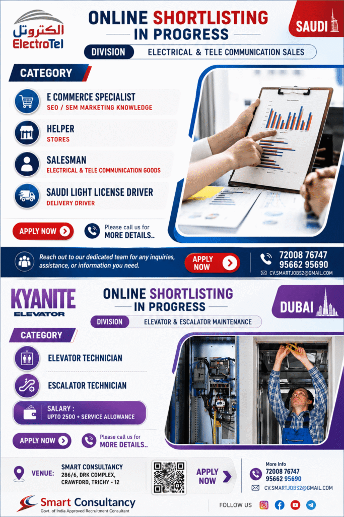 ElectroTel & Kyanite Elevator Careers 2026 – Saudi Arabia & Dubai Job Openings