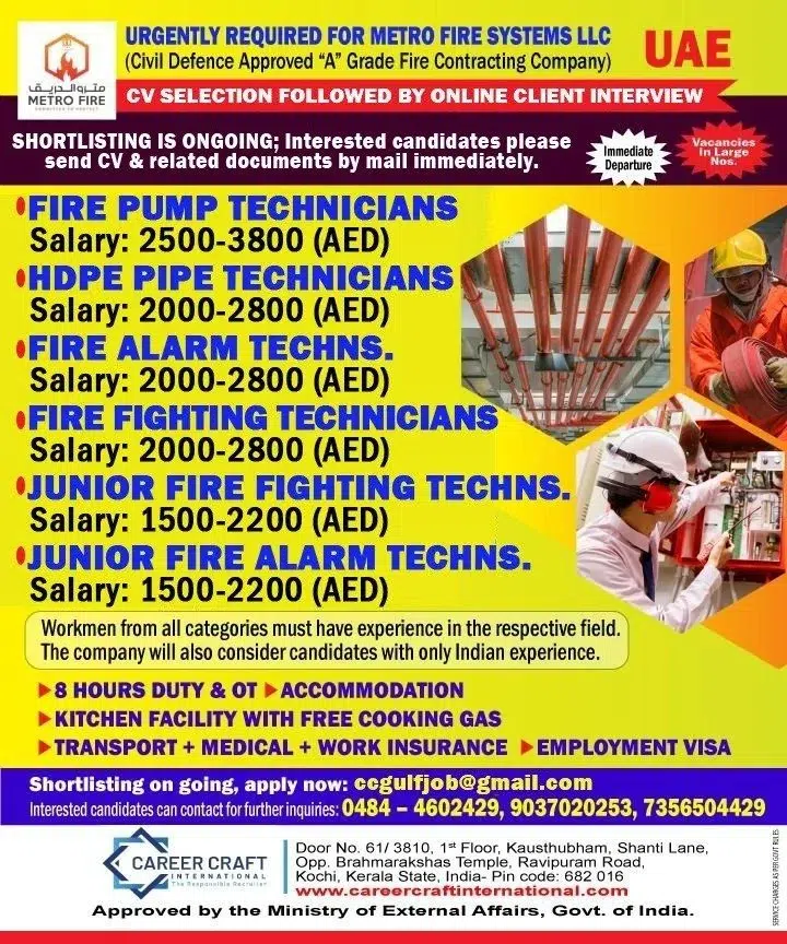 UAE Metro Fire Systems LLC Recruitment 2026