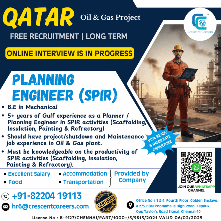 Qatar Oil & Gas Project Jobs 2026 – Planning Engineer (SPIR) Vacancies