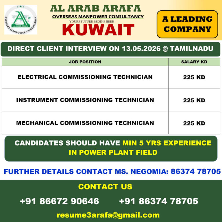 Kuwait Commissioning Technician Jobs 2026 – Direct Interview