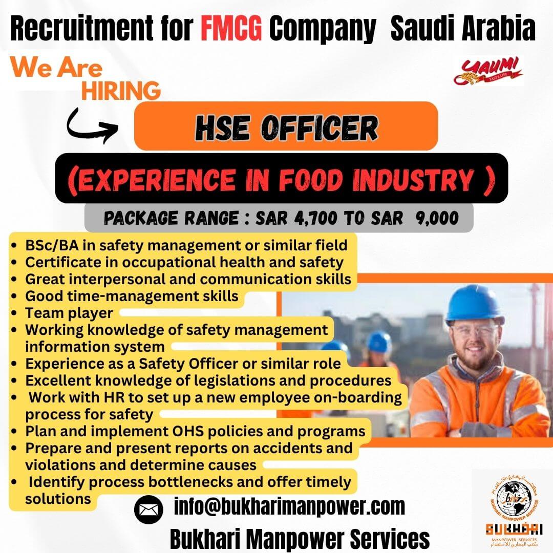 HSE Officer Jobs in Saudi Arabia 2026 – FMCG Company Hiring Now