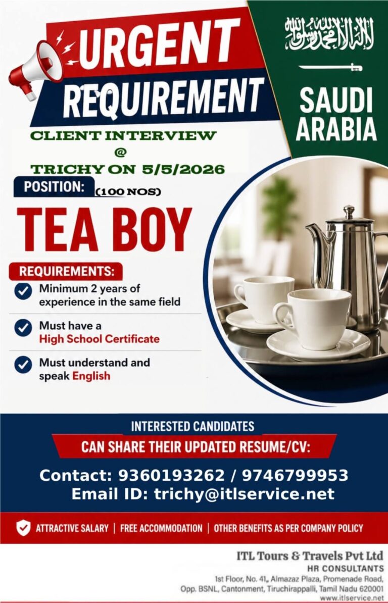 Latest Tea Boy Jobs in Saudi Arabia 2026