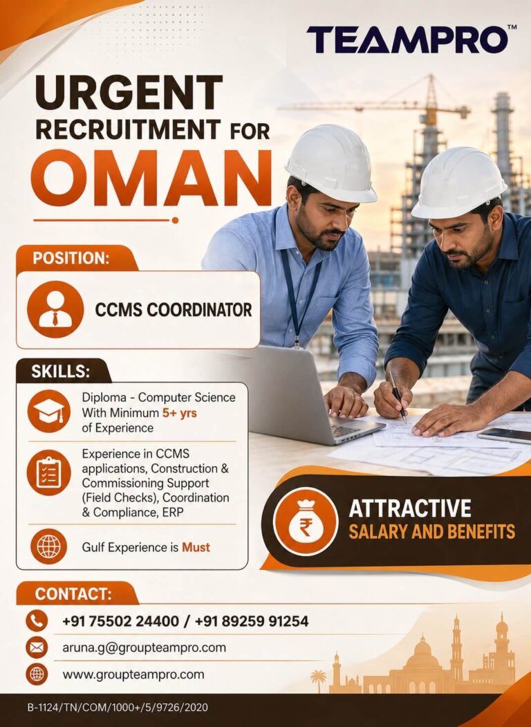 CCMS Coordinator Jobs in Oman 2026 – Apply Now