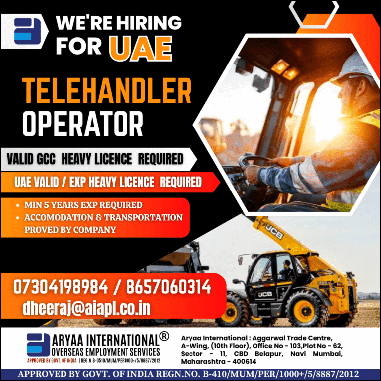 Telehandler Operator Jobs UAE 2026 – Apply Now