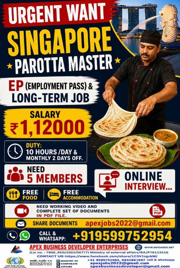 Latest Singapore Parotta Master Job Opportunity 2026