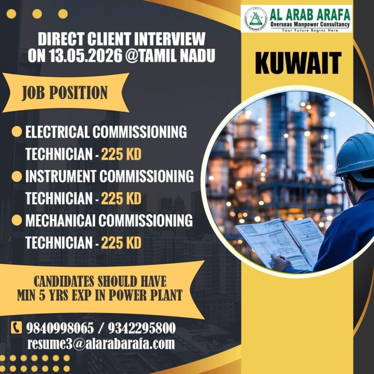 Kuwait Commissioning Technician Jobs 2026 – Direct Client Interview