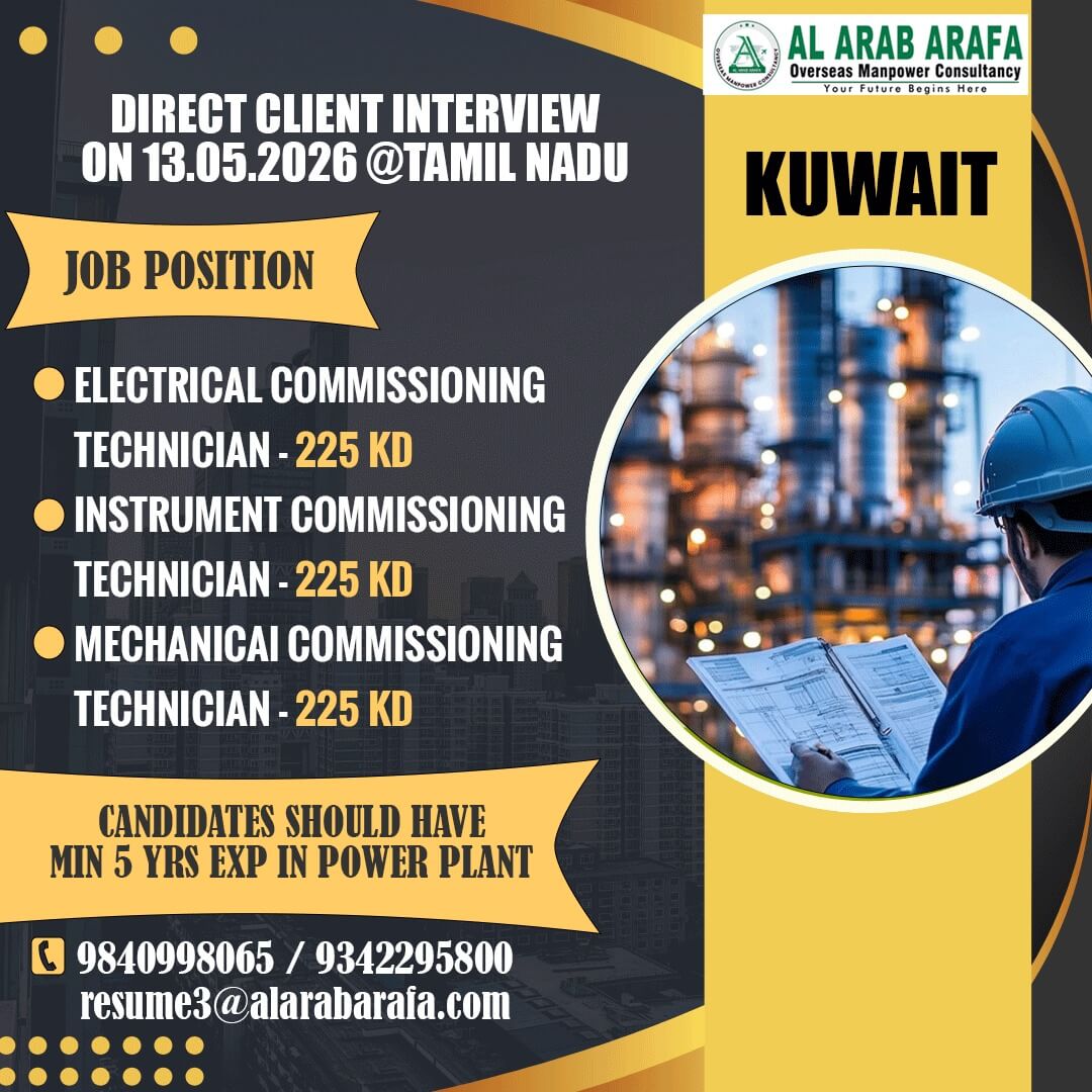 Kuwait Commissioning Technician Jobs 2026 – Direct Client Interview