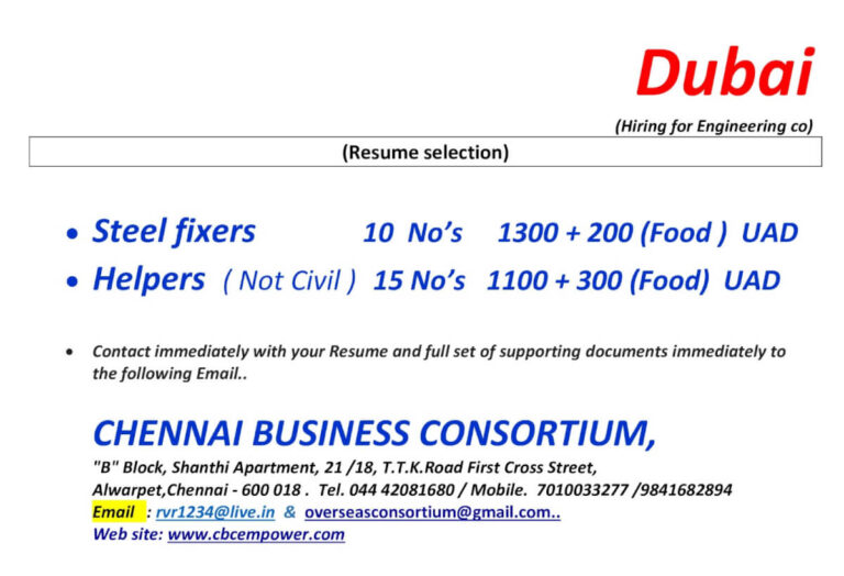 Dubai Steel Fixer Jobs 2026 – Apply Now