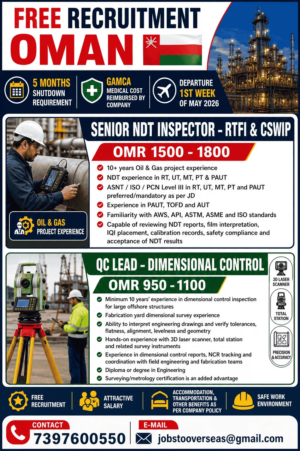 Oman Shutdown Jobs 2026 – Free Recruitment | Apply Now