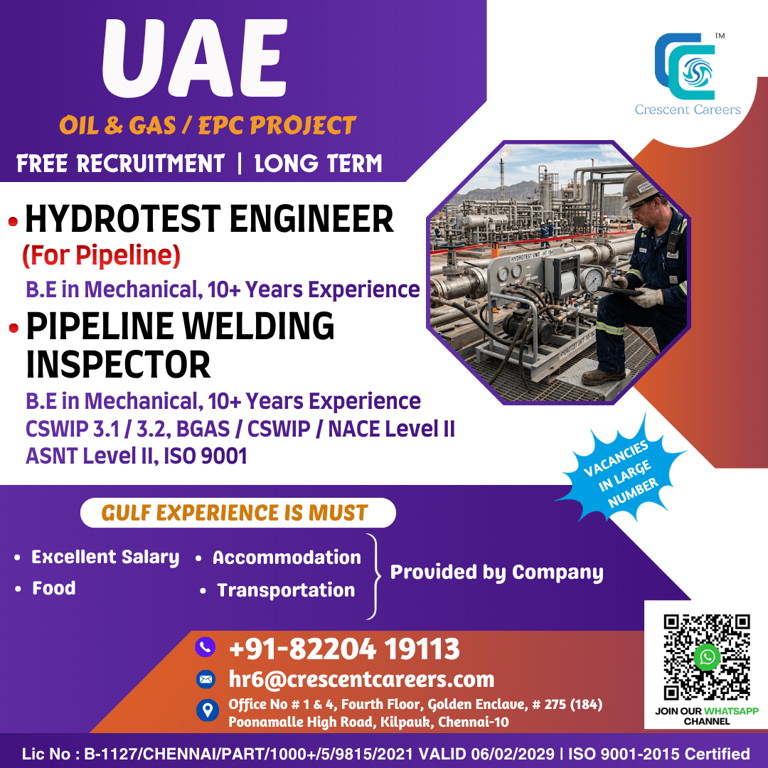 UAE Oil & Gas EPC Project Jobs 2026 – Apply Now
