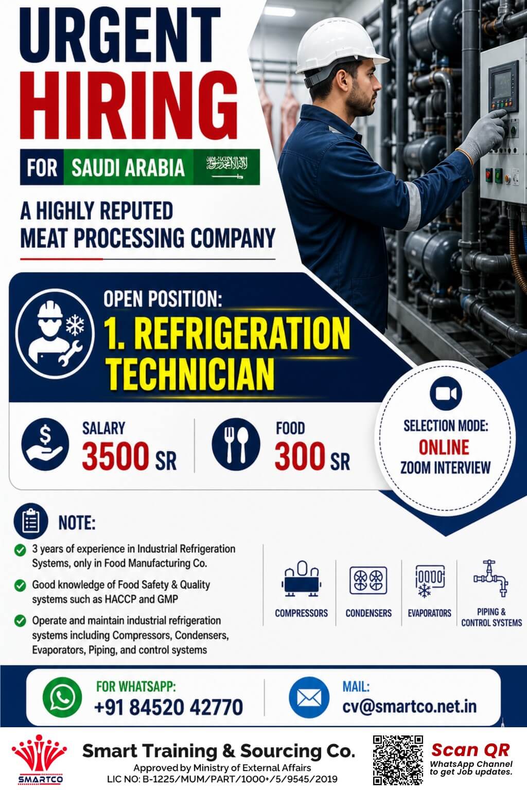 Saudi Refrigeration Technician Jobs 2026 – Online Interview Opportunity