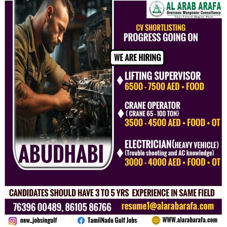 Abu Dhabi Lifting Supervisor Jobs 2026 – Apply Now