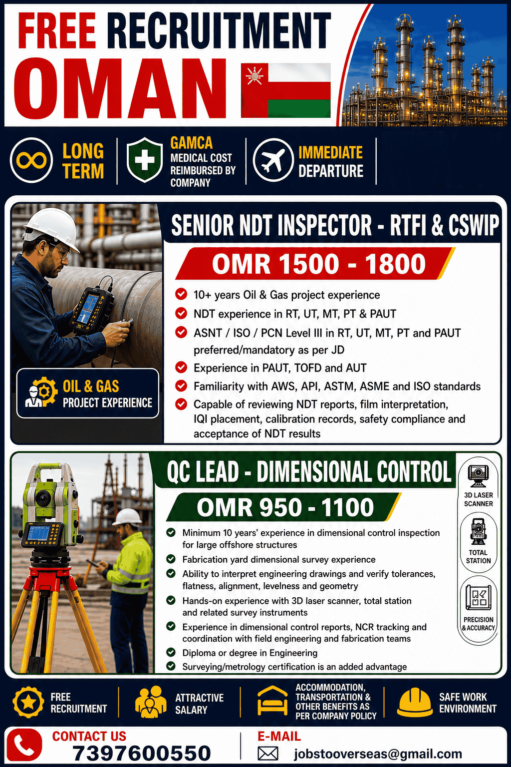 Oman NDT Inspector Jobs 2026 – Free Recruitment