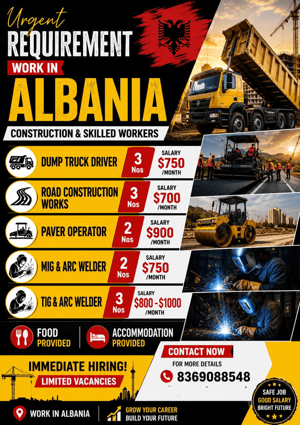 Albania Construction Jobs 2026 – Urgent Hiring for Skilled Workers