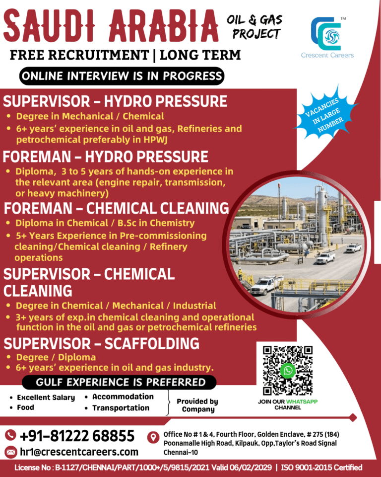 Saudi Arabia Oil and Gas Jobs 2026 – Free Recruitment