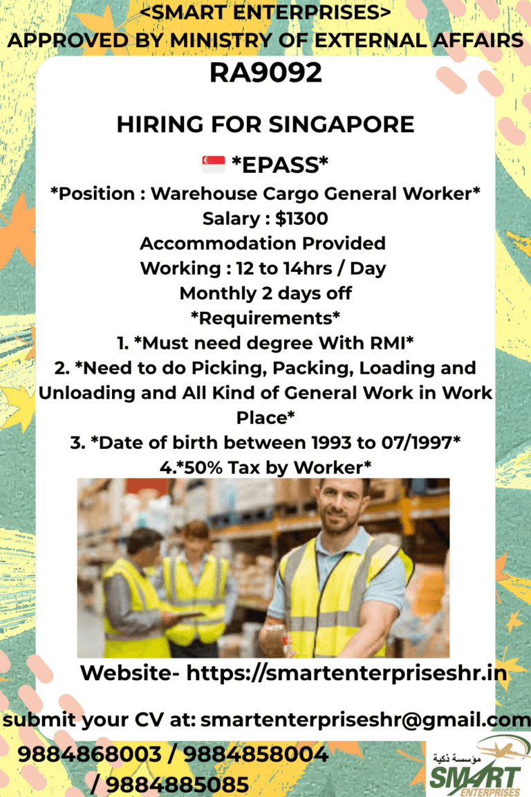 Singapore Warehouse Cargo General Worker Jobs 2026 – E Pass Opportunities