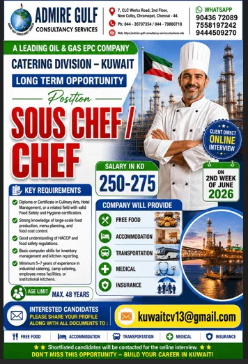 Kuwait Catering Division Recruitment 2026