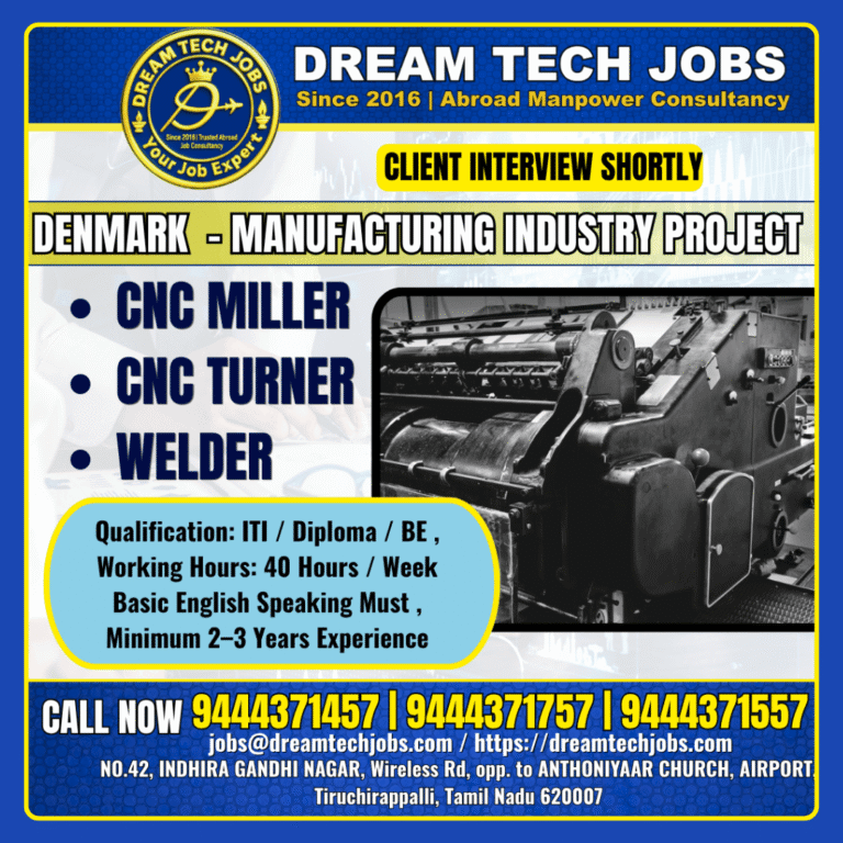 Denmark Manufacturing Industry Jobs 2026 – CNC Miller, CNC Turner & Welder Vacancies