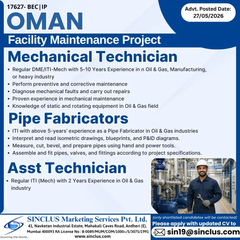 Oman Facility Maintenance Project Jobs 2026