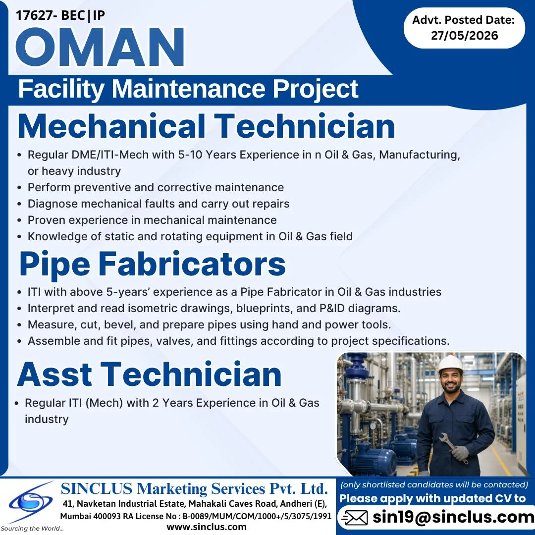 Oman Facility Maintenance Project Jobs 2026