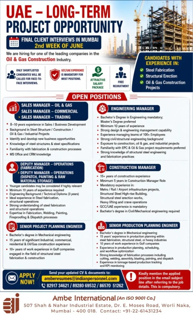 UAE Long-Term Project Opportunity 2026 – Final Client Interviews in Mumbai