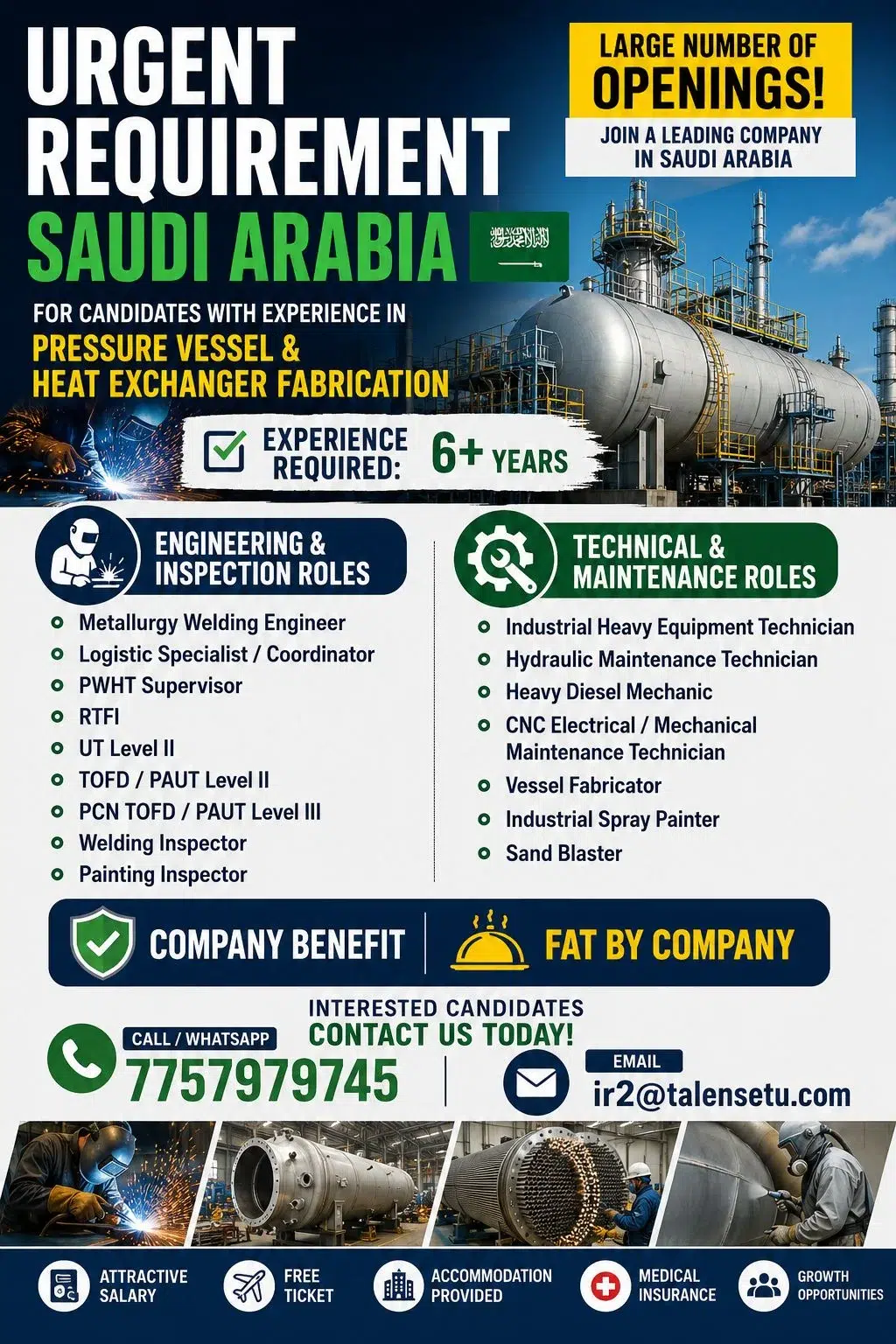 Saudi Arabia Pressure Vessel & Heat Exchanger Fabrication Jobs 2026