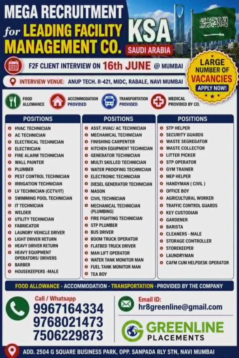 Saudi Arabia Facility Management Jobs 2026