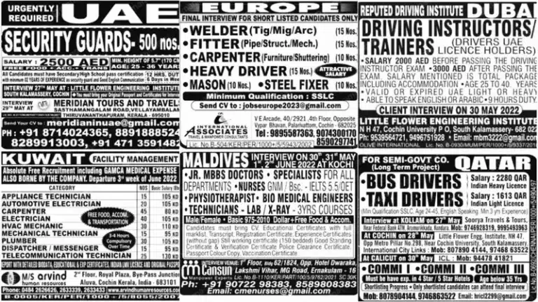 Gulf Job Vacancies 2026 – UAE, Kuwait, Maldives, Qatar & Europe Hiring Now