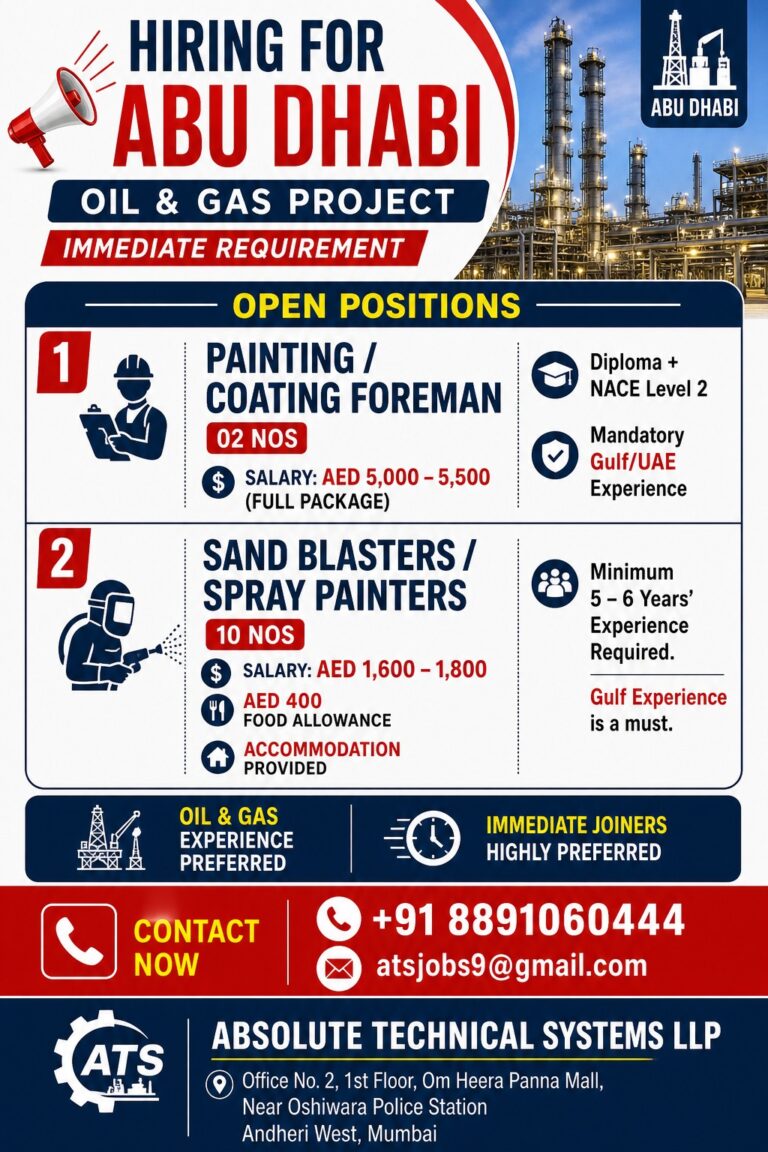 Abu Dhabi Oil & Gas Project Jobs 2026 