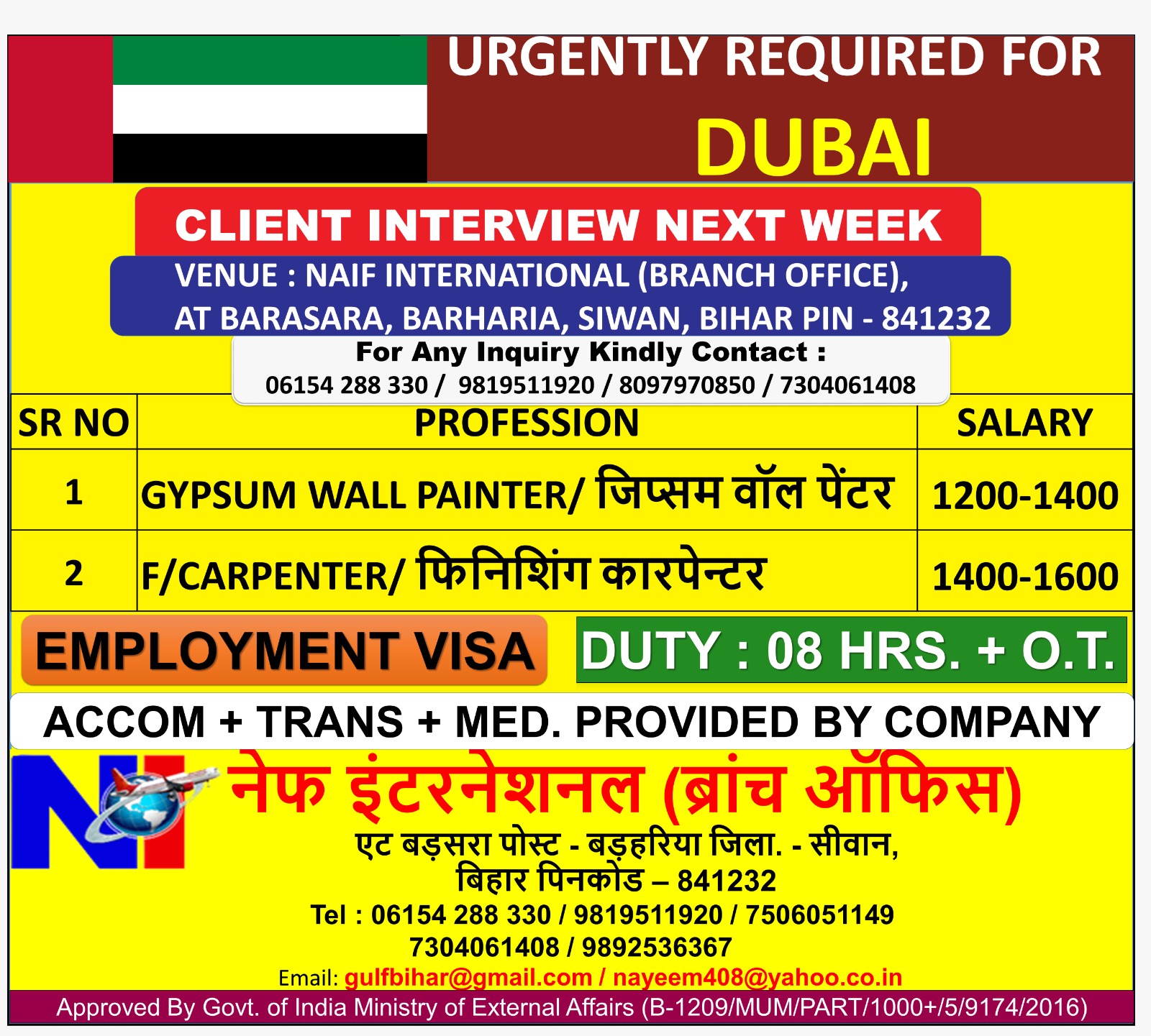 Dubai Urgent Job Vacancies 2026 – Client Interview Next Week