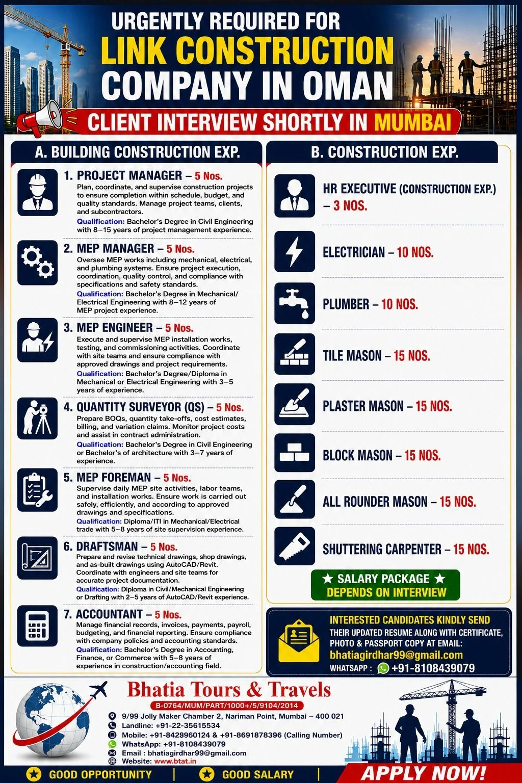 Oman Link Construction Company Jobs 2026