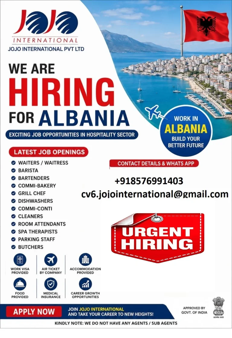 Albania Hospitality Jobs 2026 – Urgent Hiring for Waiters, Barista, Bartenders & More