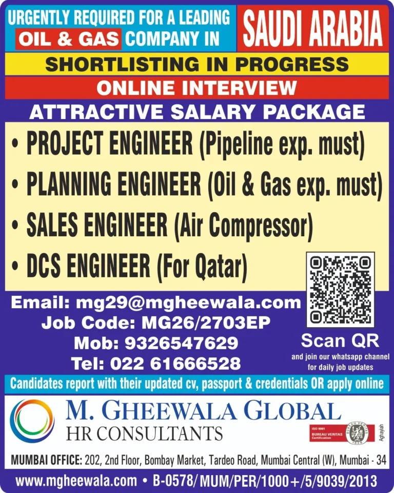 Saudi Arabia Oil & Gas Company Jobs 2026 – Online Interview & Shortlisting in Progress