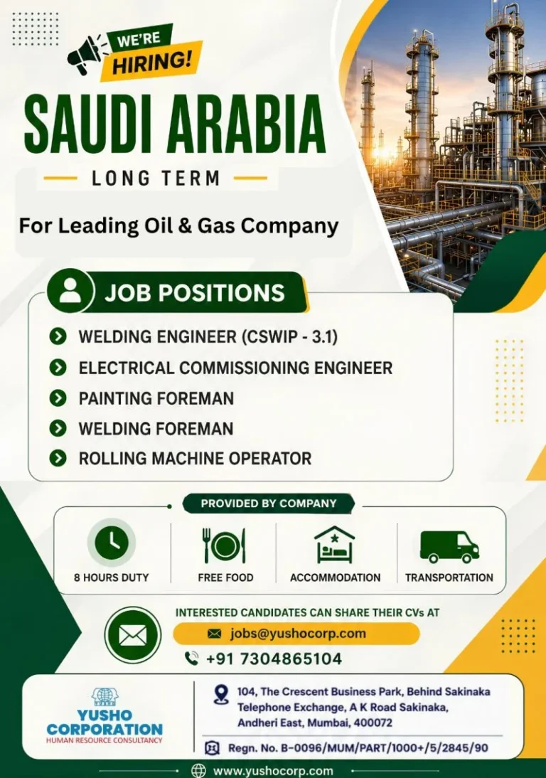Saudi Arabia Oil & Gas Jobs 2026 – Long-Term Opportunities for Engineers, Foremen & Operators
