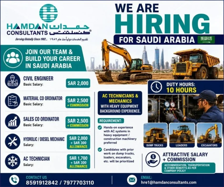 Hamdan Consultants Hiring for Saudi Arabia – Multiple Job Vacancies 2026